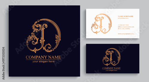 Logo monogram letter D in refined ornamental style. Clean elegant logotype for personal brand, business and corporate identity.
