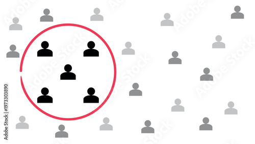 Illustration of Marketing segmentation, customers care, customer relationship management (CRM) and team building concepts.