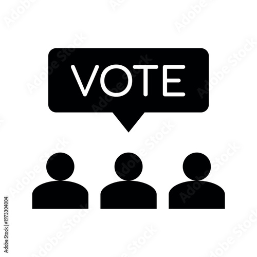 Election referendum icon vector design in black. Illustration of the voice of the people. 3 people.