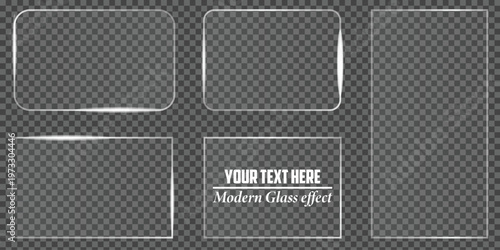 Elegant glass effect light box frames isolated vector design for modern displays