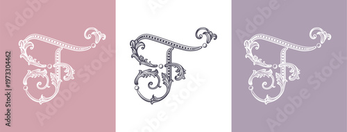 Logo monogram letter F in refined ornamental style. Clean elegant logotype for personal brand, business and corporate identity.