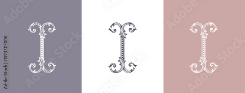 Logo monogram letter I in refined ornamental style. Clean elegant logotype for personal brand, business and corporate identity.