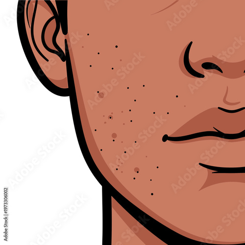 Simplified Complexion Study: A detailed illustration captures the intricate textures and variations of human skin