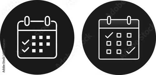 Modern Calendar Icons with Checkmarks for Effective Task Tracking, Appointment Scheduling, and Project Management Planning