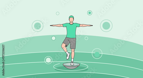 Man balancing on a fitness board, improving core strength and stability