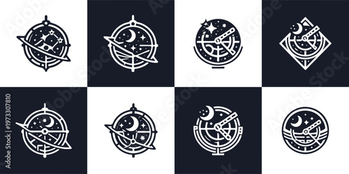 Celestial Moon and Stars Astronomy Icons
