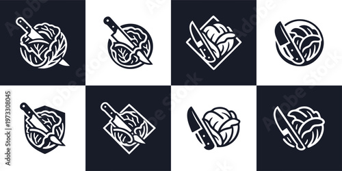Kitchen Chef Knife and Vegetable Icons