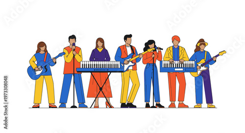 Diverse Music Band Performing Together