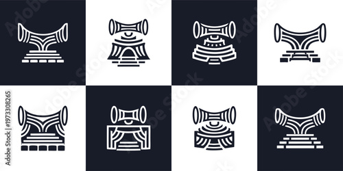 Tribal Cultural Architecture Icon Set
