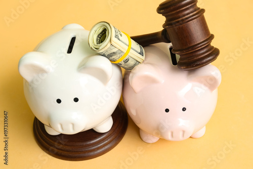 Piggy banks with judge gave...