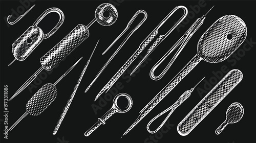 Vintage Medical Surgical Instruments Engraved Illustration Collection.