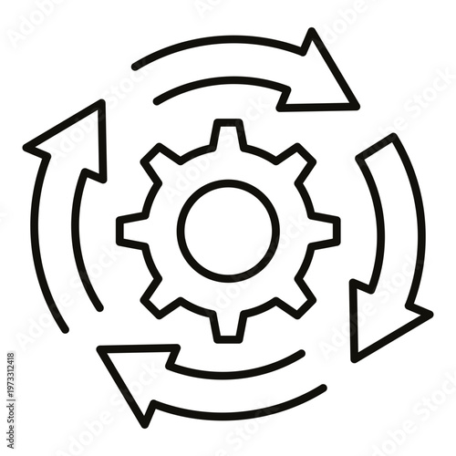 Process automation workflow gear arrow ai assistant loop rotation cycle optimization management development engineering