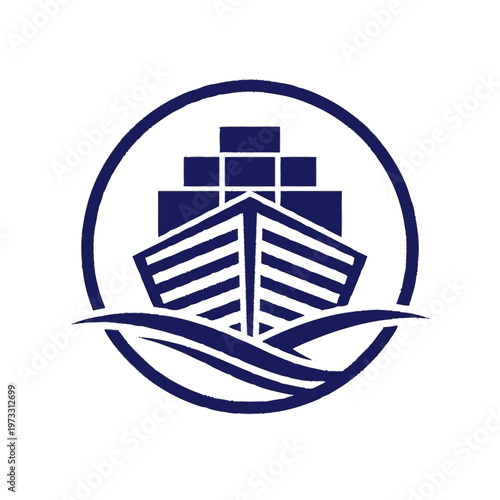 Ship logo with cargo containers.