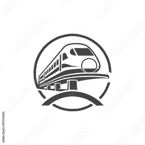 Train logo with circle design.