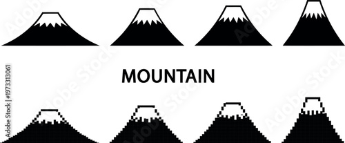 Black mountain silhouettes in varying widths arranged horizontally on transparent background