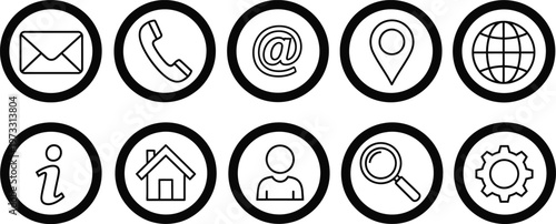Black and white icon button set with symbols numbers and simple vector design for web and technology