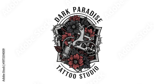 Bild auf Leinwand Close up vintage gothic skull mask and shoe illustration horror tattoo style ico
