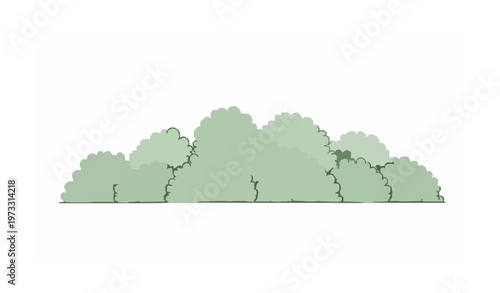 Watercolor forest shrub cluster vector side view isolated on white for landscape section and environmental design