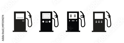 Gas Station Fuel Pump Icons. Petrol Dispenser Solid Vector Set