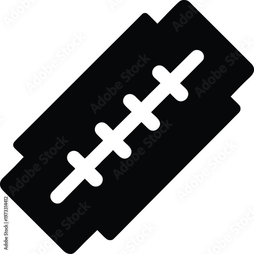 A Black and White Illustration of a Razor Blade Vector, illustration