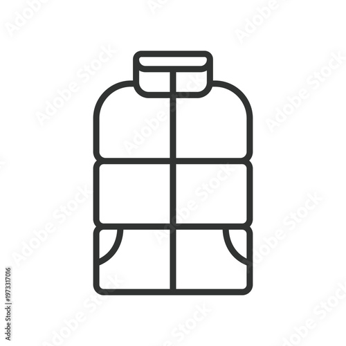 Puffer vest clothing icon in line design. vest, puffer, clothing, apparel, fashion, garment, outerwear on white background vector. puffer vest clothing editable stroke icon