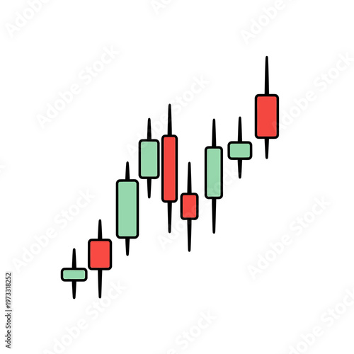 Financial Candle Chart: A visually engaging candle chart illustrates market fluctuations, depicting the ups and downs of financial trends in a clear and concise manner. 
