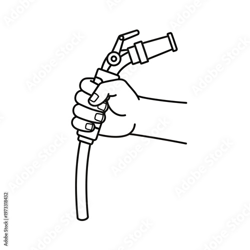 Holding the hose nozzle: A hand grips a hose nozzle, ready to direct a stream of water for various applications. 