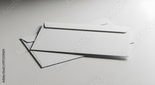 Blank white dl envelopes mockup, professional stationery branding template for corporate identity design, isolated on white background