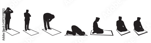 silhouette of Muslim worshippers' steps, prayer icon with white background - vector eps 10, Islamic symbol