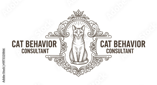 Vintage Cat Behavior Consultant Logo Emblem