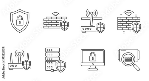 Digital Security and Protection Icons.