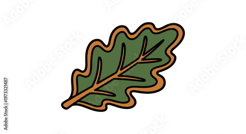 Vibrant Colorful Oak Leaf Illustration with Green and Orange Tones on Isolated White Background
