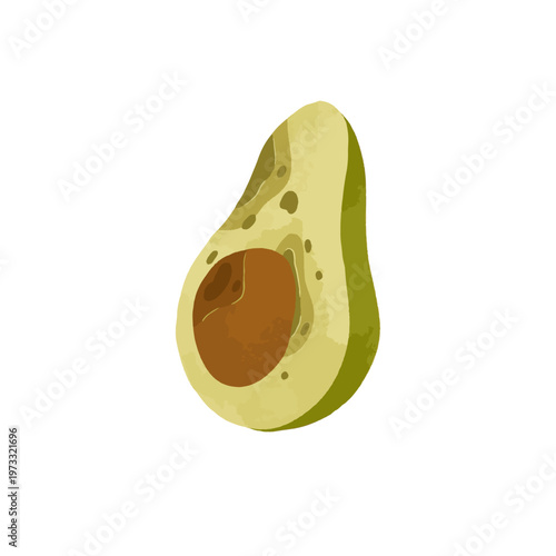 Brown Rotten Avocado Watercolor Cut