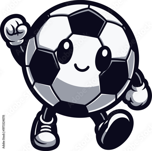 A fun cartoon soccer ball character illustration for sports games and competition themes