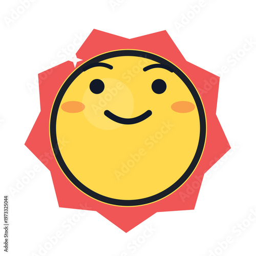 Unique yellow emoji orbit smirk SVG modern vector icon