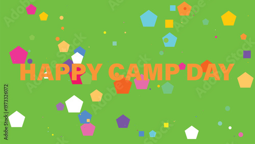 Colorful camping celebration, happy camp day, outdoor fun, vector party graphics