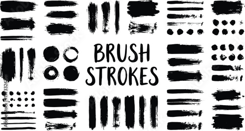 Blackbrushstrokesonwhitebackgroundforgraphicdesign