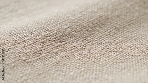 Close Up Texture Of Natural Beige Linen Fabric With Soft Light