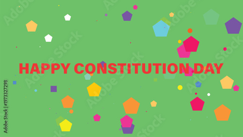 Constitution Day, Happy Celebration, Colorful Confetti, Vector Greeting