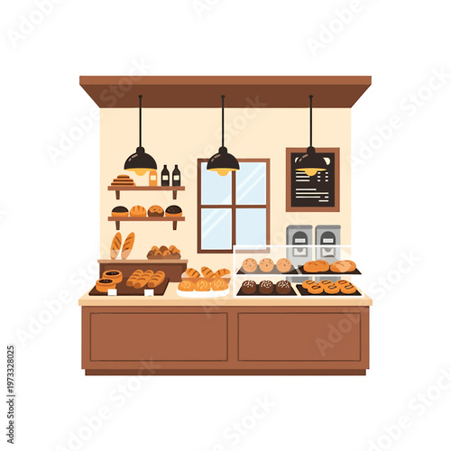 Artisan Bakery Delight: A charming bakery display, showcasing a variety of freshly baked bread and pastries, promises delicious treats and a warm, inviting atmosphere. 