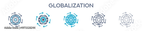 Globalization Element For Design Graphic - Multi Styles. Vector Illustration Of Two Colored And Black. Multiple Icons Designs Can Be Used For Mobile, Ui, Web 
