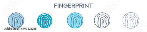 Fingerprint Element For Design Graphic - Multi Styles. Vector Illustration Of Two Colored And Black. Multiple Icons Designs Can Be Used For Mobile, Ui, Web 