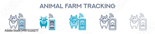 Animal Farm Tracking Element For Design Graphic - Multi Styles. Vector Illustration Of Two Colored And Black. Multiple Icons Designs Can Be Used For Mobile, Ui, Web 