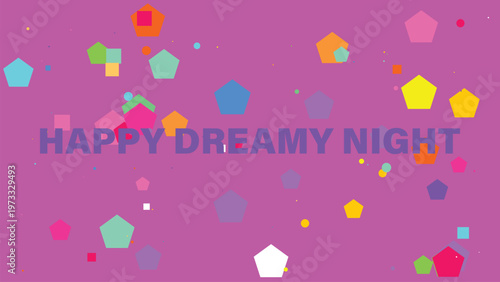 Colorful confetti, dreamy night, purple background, festive illustration, party decoration