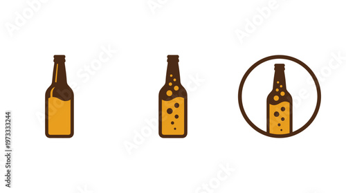 Beer Bottle Icons Set - Simple Flat Design Vector Illustration