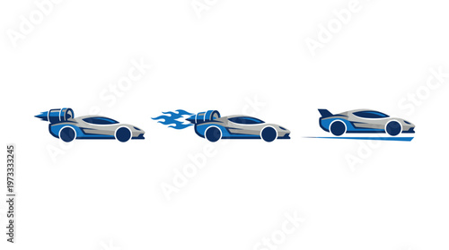 Futuristic Sports Car Progression - Speed, Acceleration, and Static