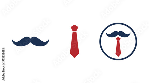 Mustache and Tie Icons: Father's Day, Gentleman Style, Business Concept