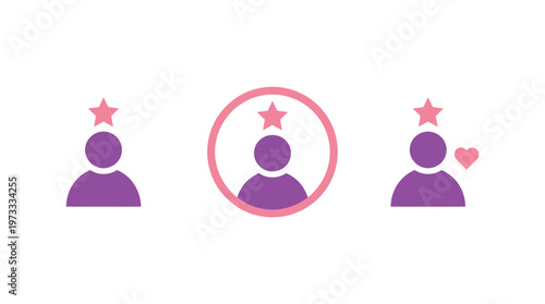 Customer Loyalty and Appreciation Icons: Stars, Heart, Circle