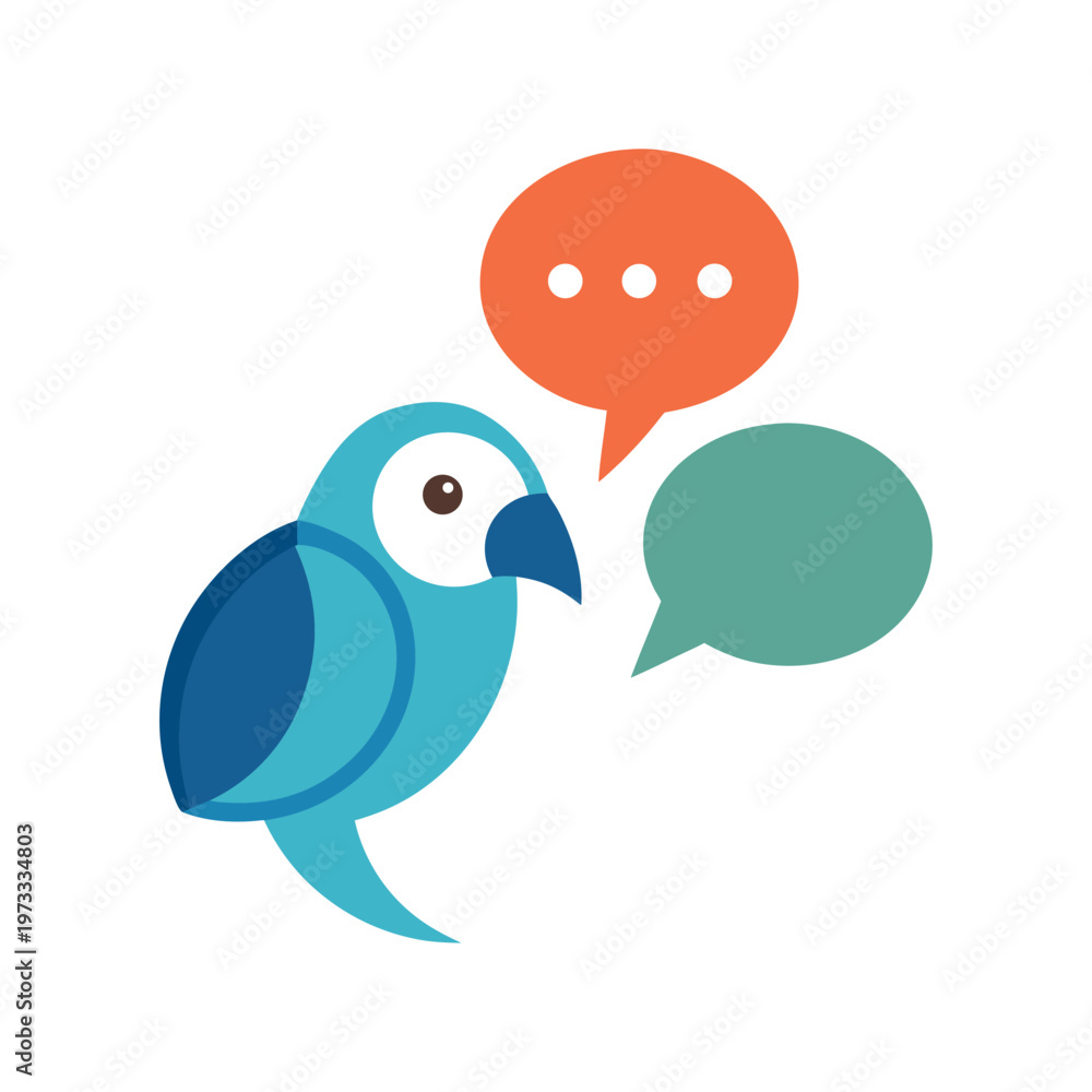 Fototapeta premium Parrot repeating chat bubbles communication concept