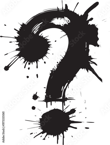 Black ink splatter question mark illustration